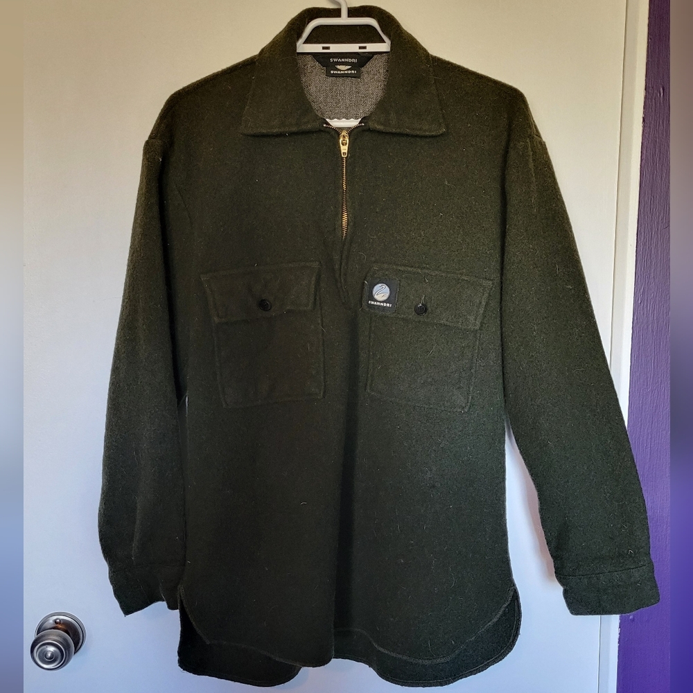 Olive Green Zip-Up Wool Sweater